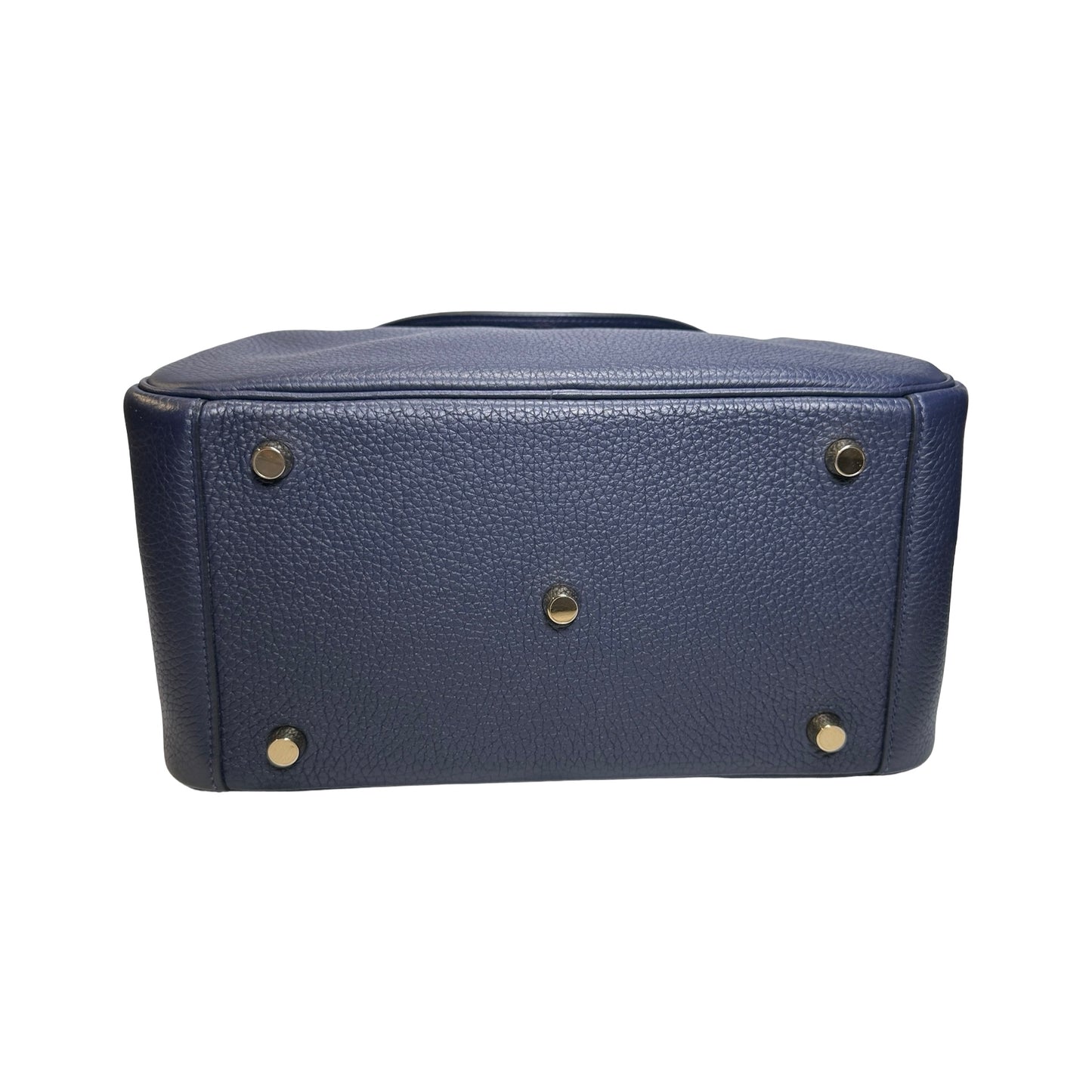 Used HERMES Clemence Lindy 26 Handbag Navy GHW