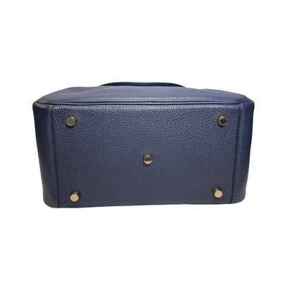 Used HERMES Clemence Lindy 26 Handbag Navy GHW