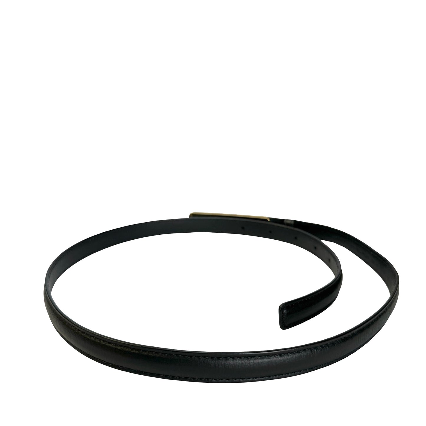 Used CHRISTIAN DIOR Leather Belt Black Gold
