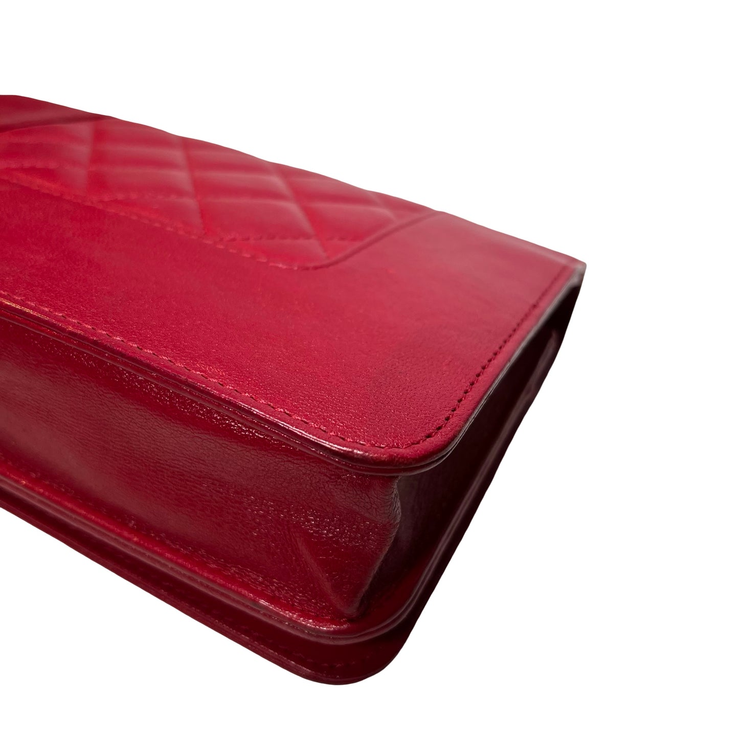 Used CHANEL Quilted Leather Wallet On Chain (WOC) Wallet on chain Red PHW