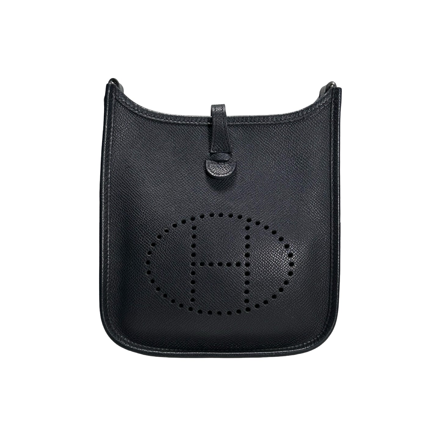 Used HERMES Leather Mini Evelyne Shoulder Bag Black