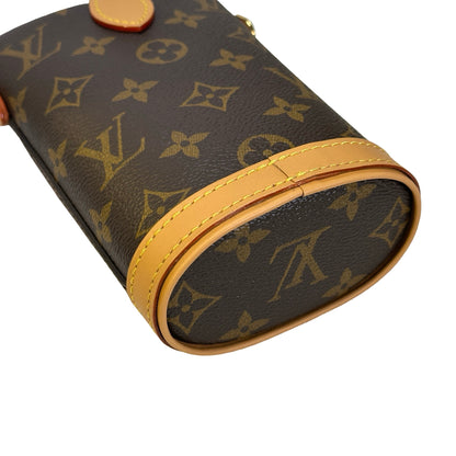Used LOUIS VUITTON Monogram Coated Canvas Fold Me Pouch Fold Me Bag Brown Beige