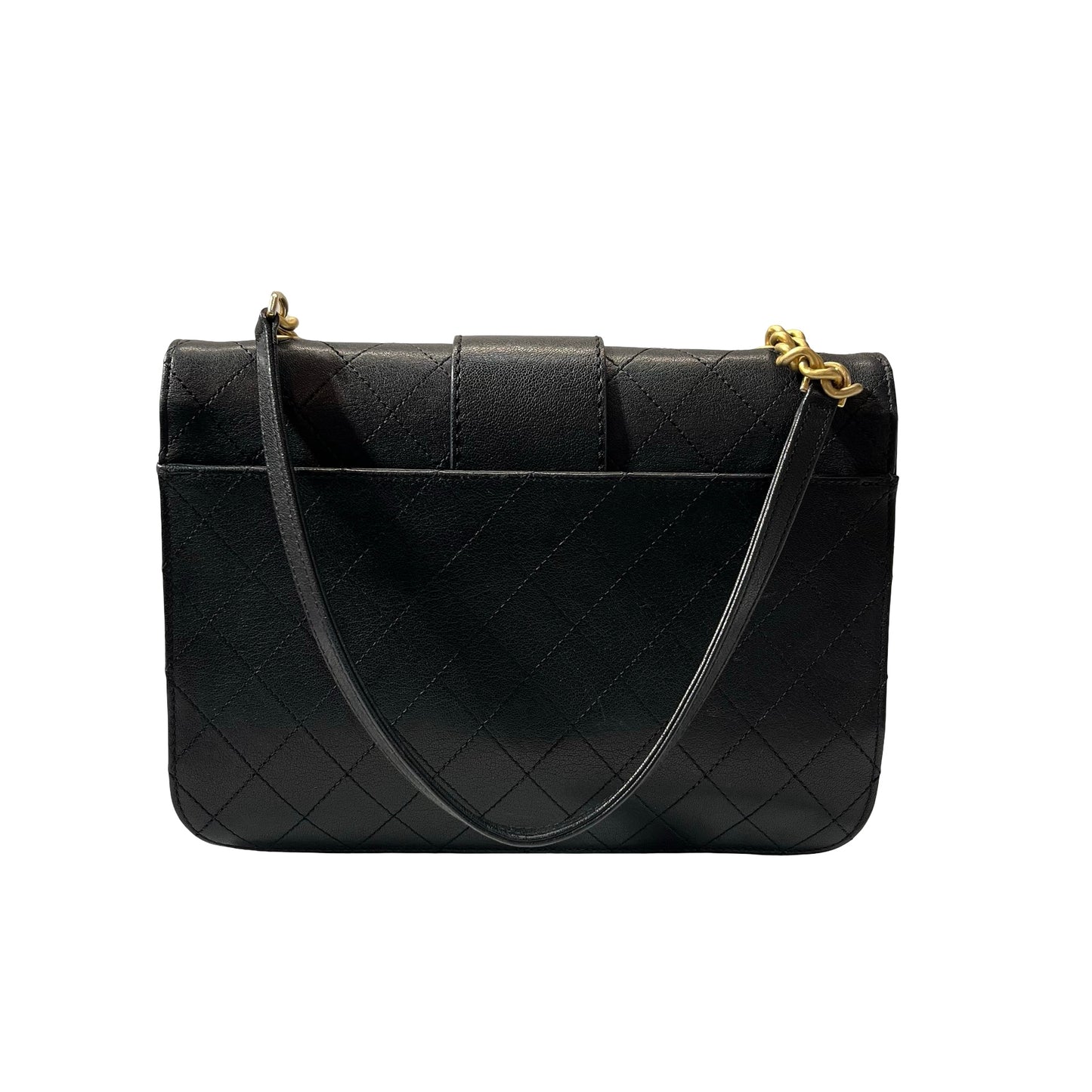 Used CHANEL Calfskin Leather Cross Body Cross Body Bag Black