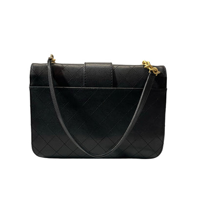 Used CHANEL Calfskin Leather Cross Body Cross Body Bag Black