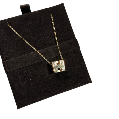 Used HERMÈS H CUBE NECKLACE Accessories White GHW