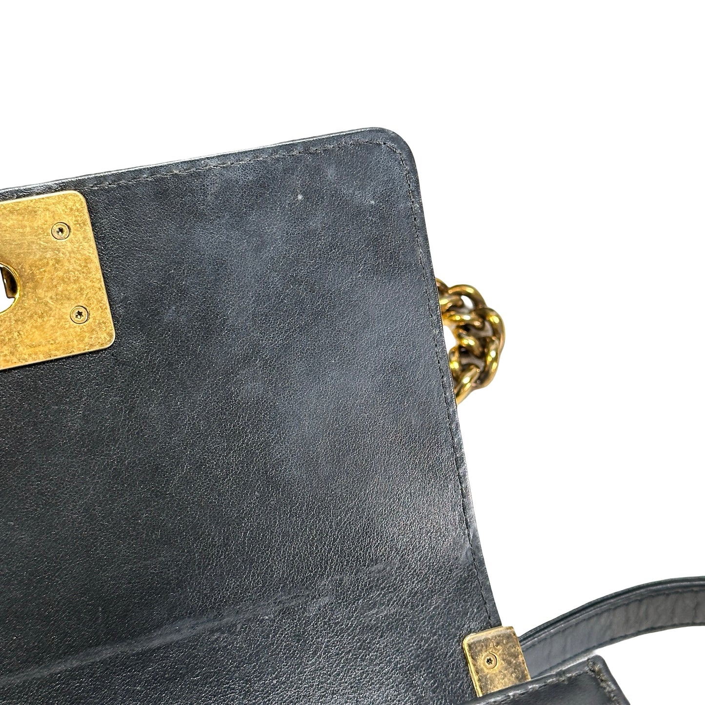 Used CHANEL Lambskin Boy 20 Shoulder Bag Black GHW