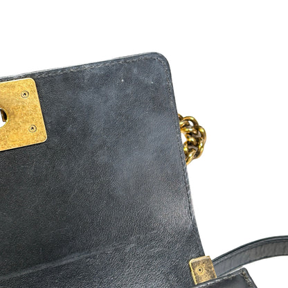 Used CHANEL Lambskin Boy 20 Shoulder Bag Black GHW