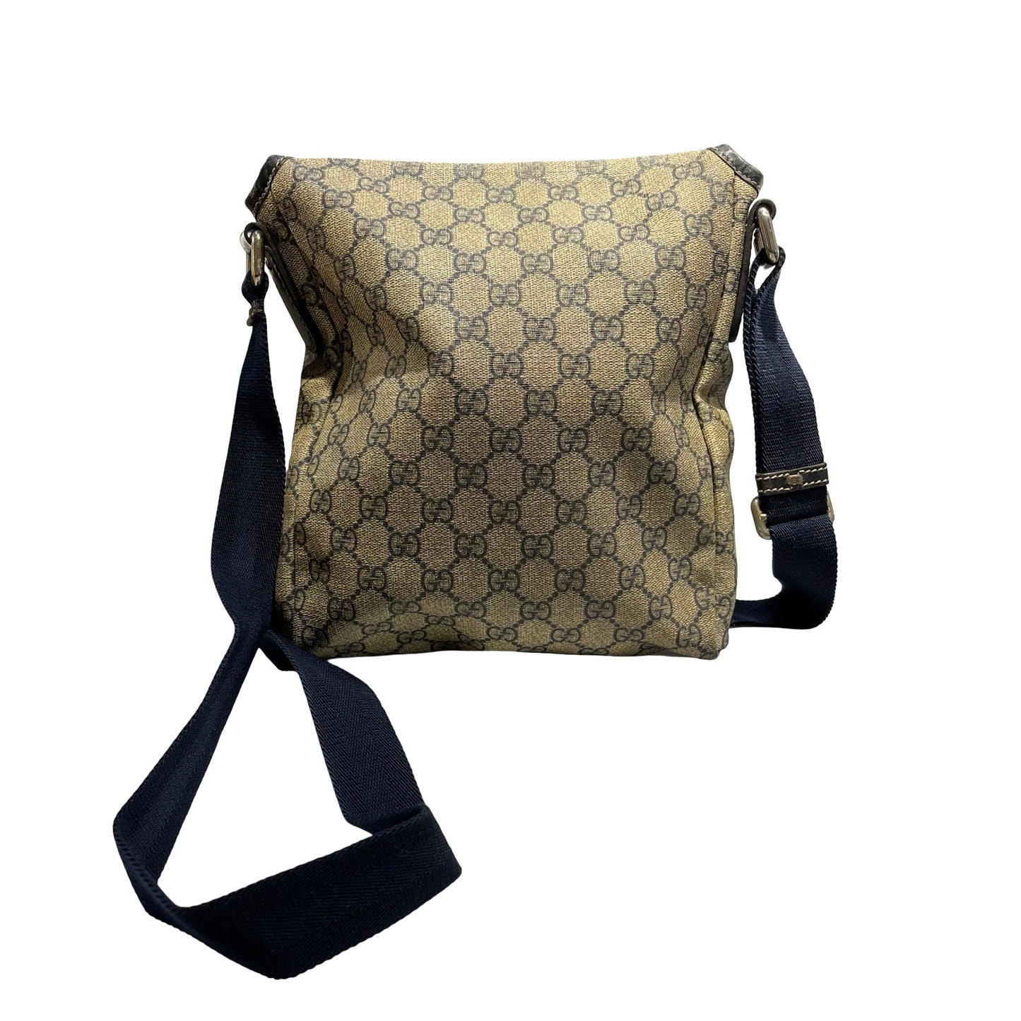 Used GUCCI Canvas Cross Body Bag Beige Navy