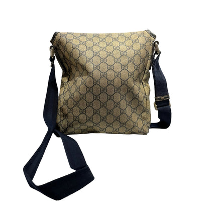 Used GUCCI Canvas Cross Body Bag Beige Navy