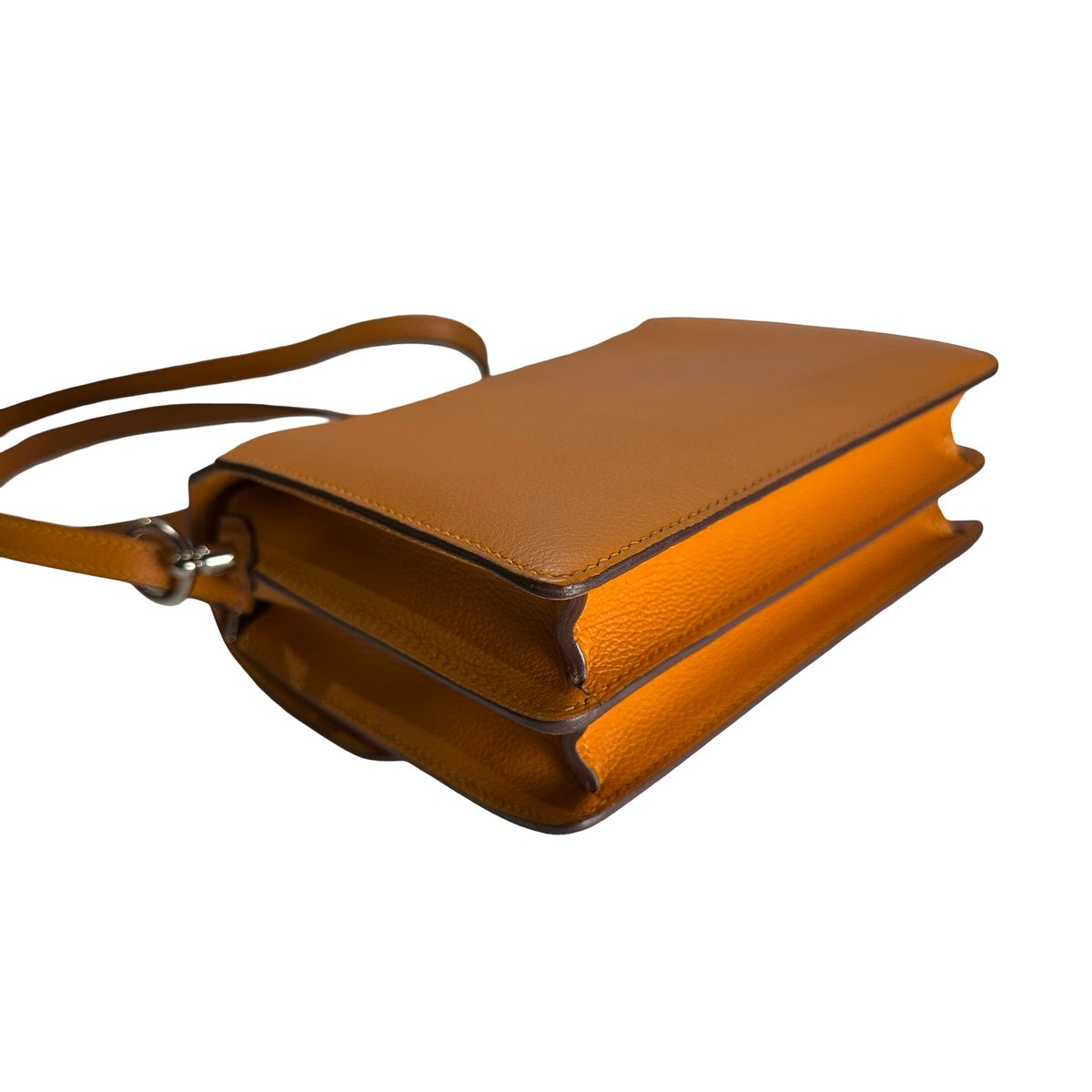 Used HERMES Leather Mini Roulis Crossbody Bag Orange