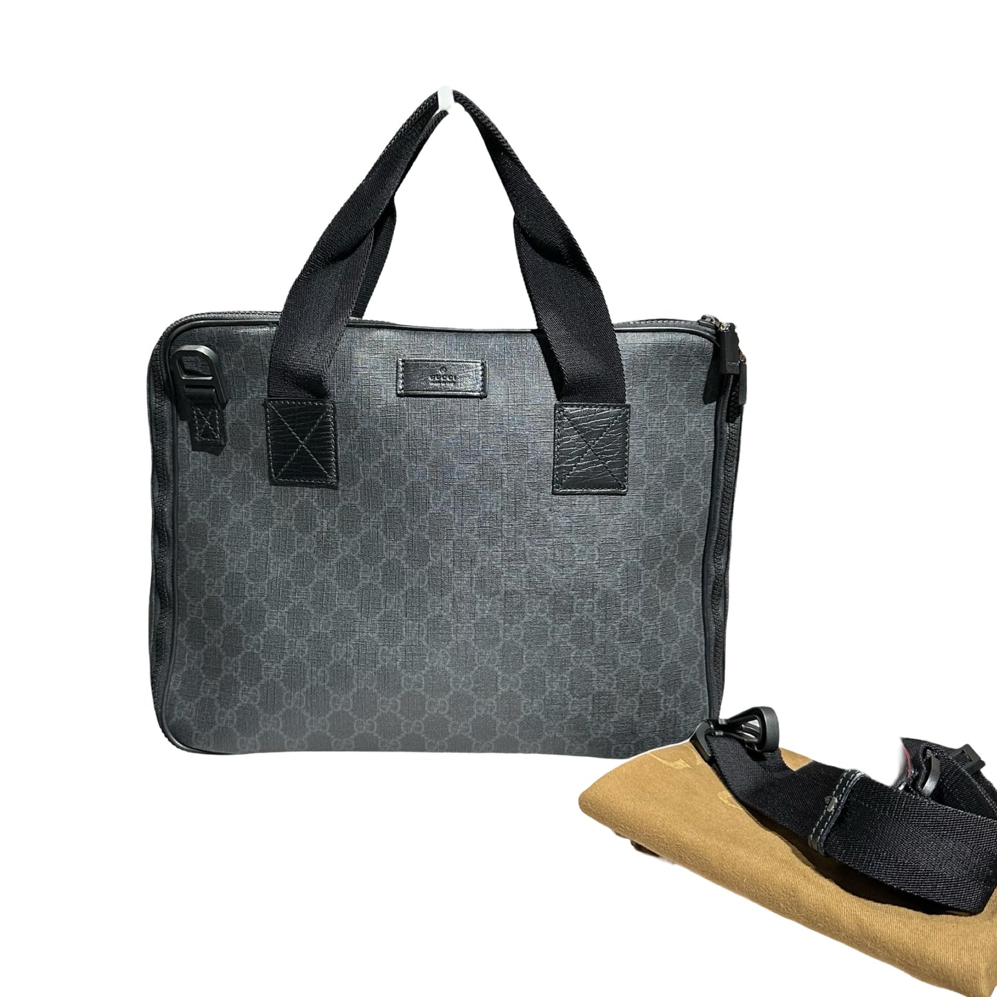 Used GUCCI GG CANVAS Handbag Briefcase Black