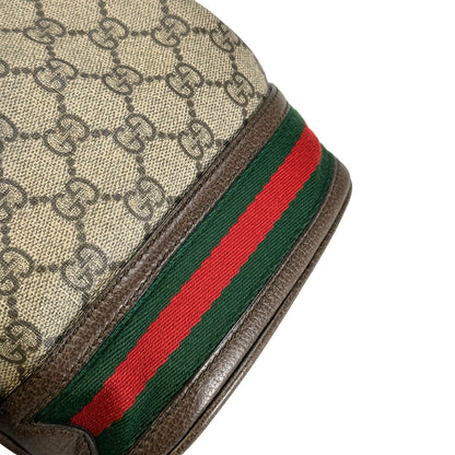 Used GUCCI GG Supreme Canvas Ophidia Bucket Bag Beige Ebony Brown， GHW