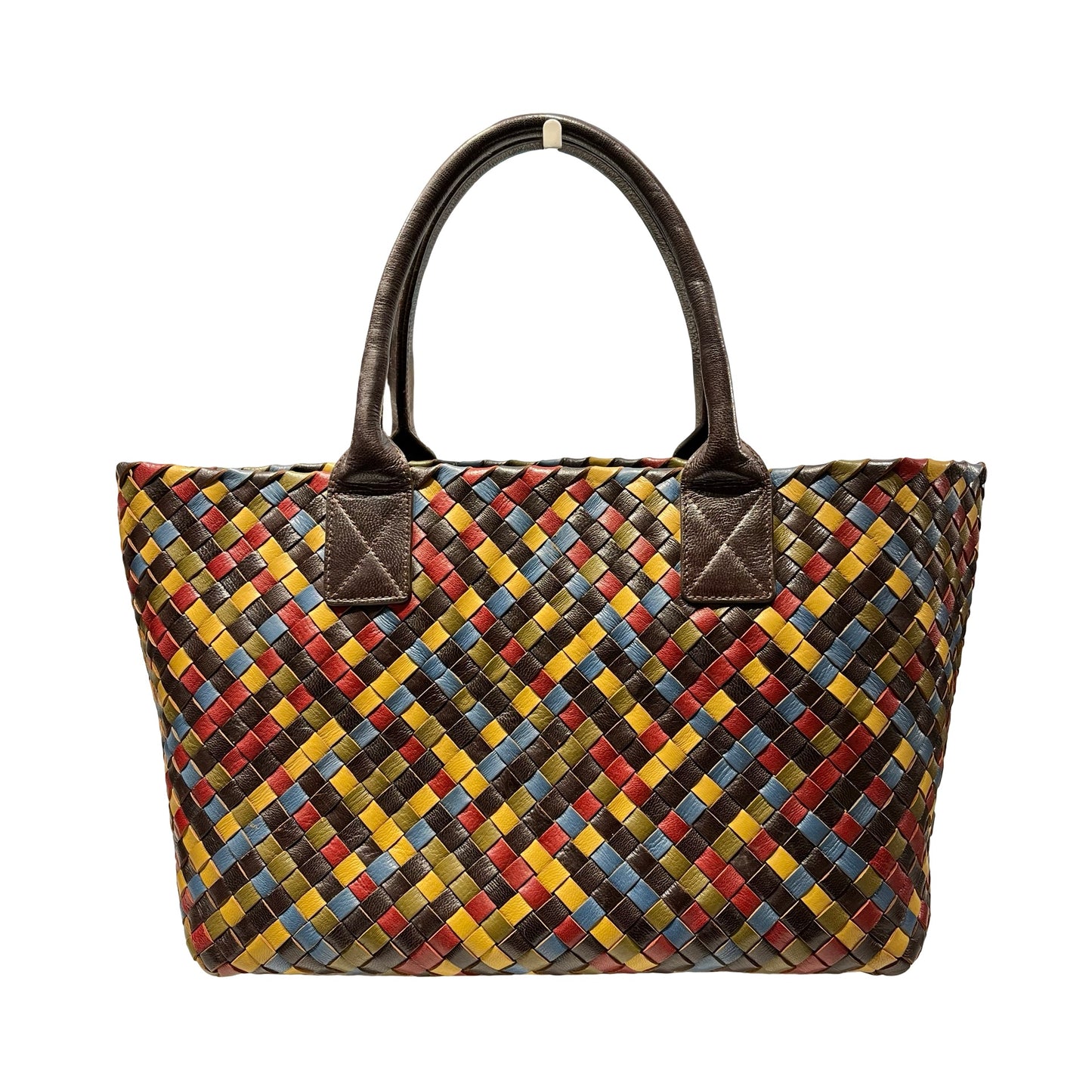 Used Bottega Veneta Calfskin Leather Handbag Multicolor GHW