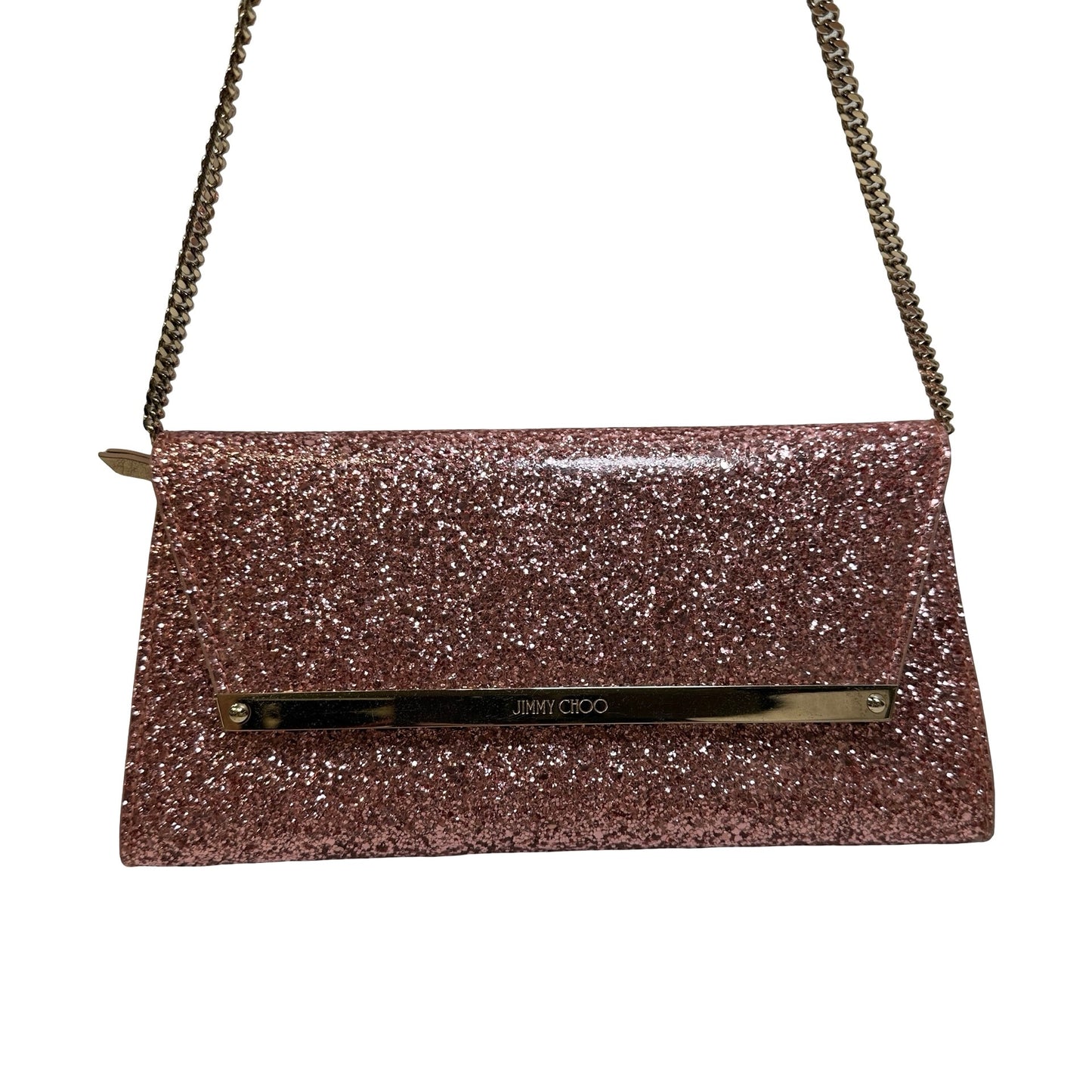 Used JIMMY CHOO Glitter Glitter Bag Clutch Pink
