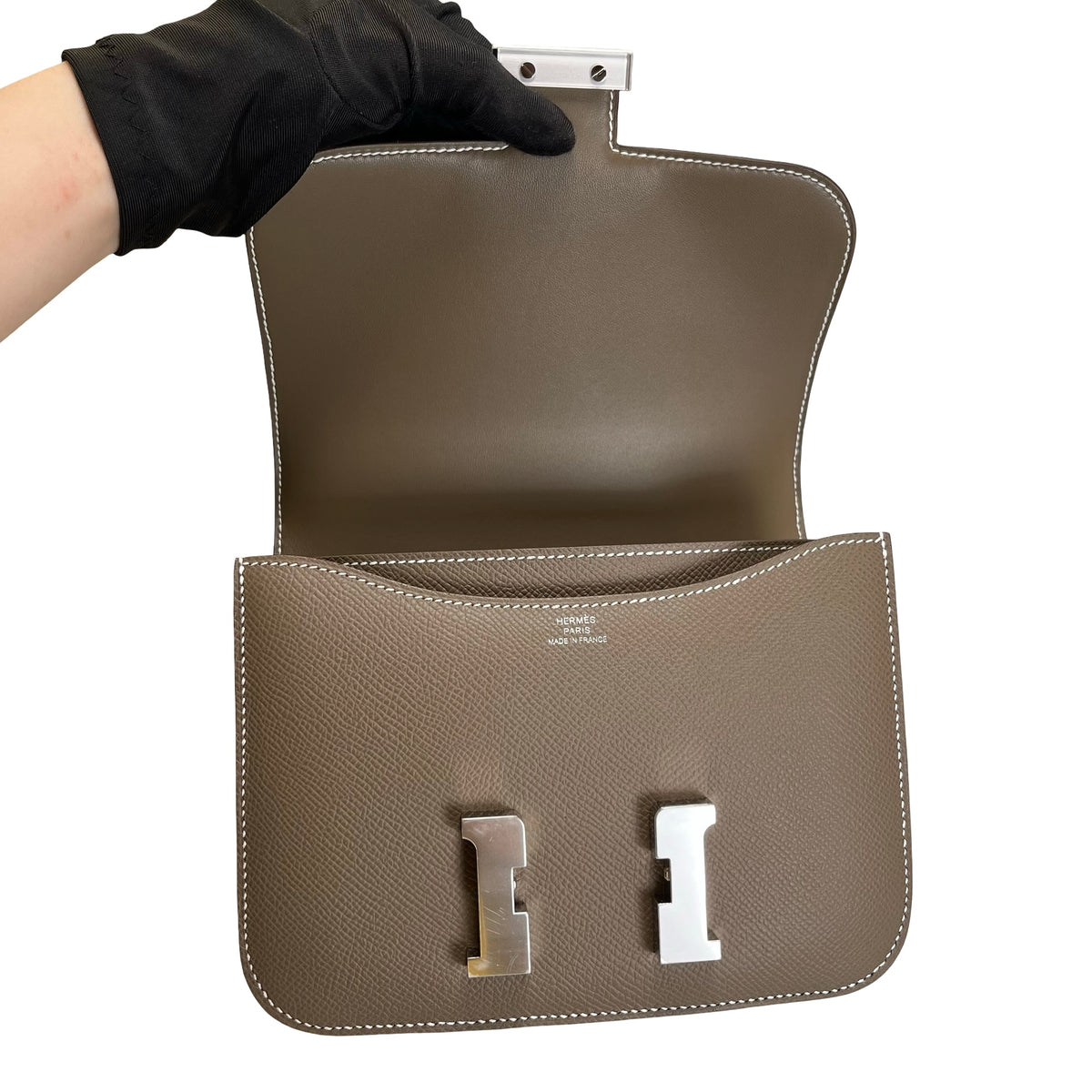 Brand New HERMES Epsom Constance Mini Crossbody Bag Etoupe