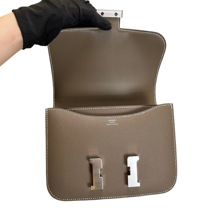 Brand New HERMES Epsom Constance Mini Crossbody Bag Etoupe