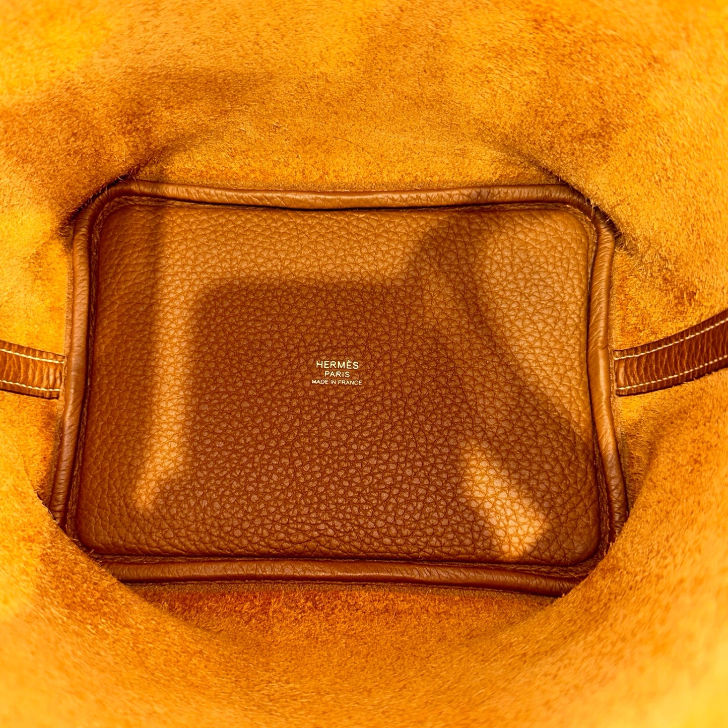 Used HERMÈS Clemence leather Picotin Handbag Brown PHW