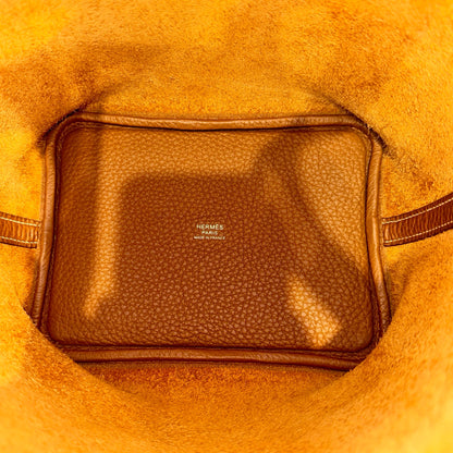 Used HERMÈS Clemence leather Picotin Handbag Brown PHW