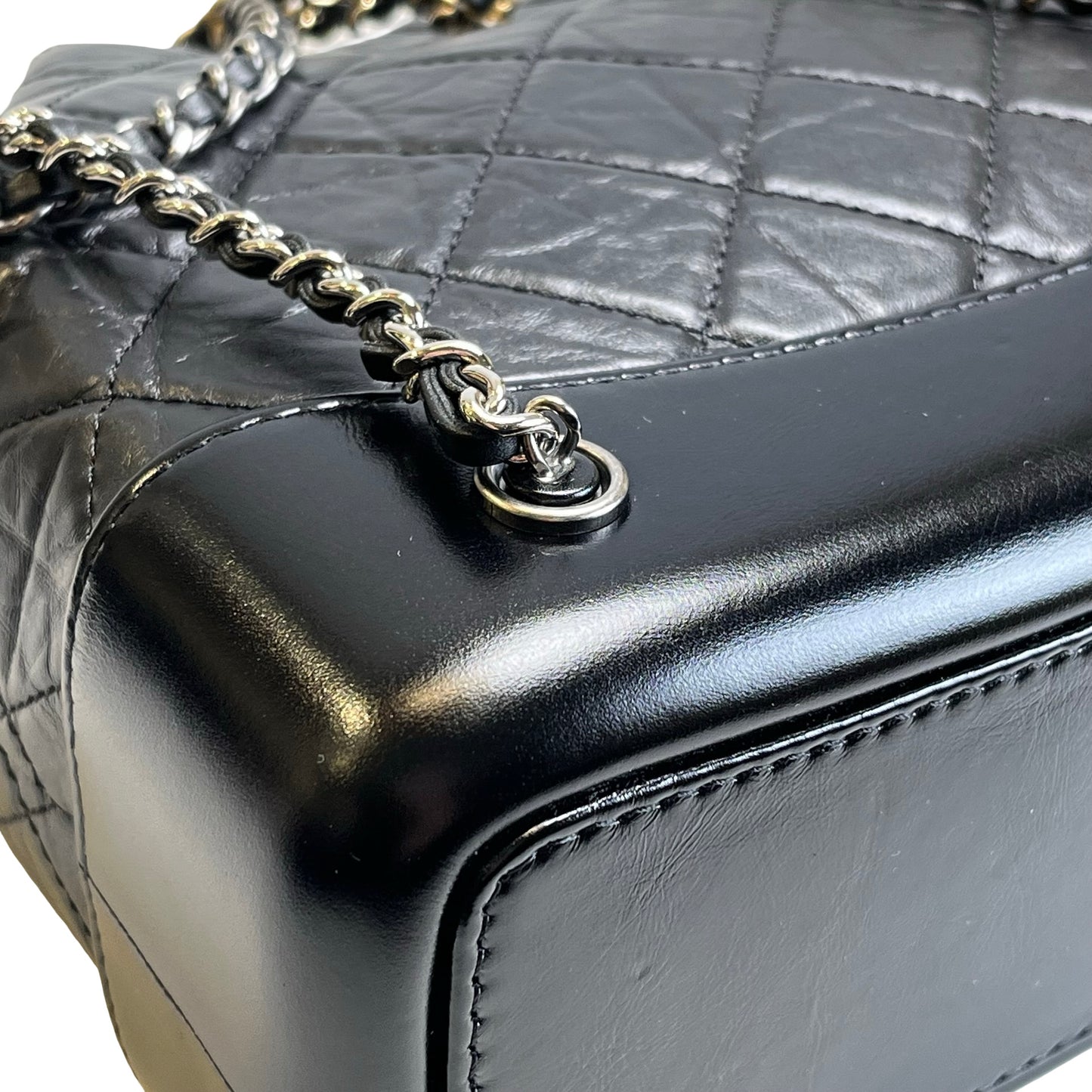 Used CHANEL Quilted Aged Calfskin Smooth Calfskin Gabrielle Backpack Black