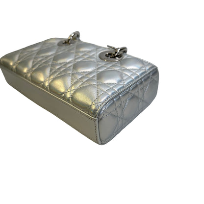 Used DIOR Cannage Lady D-Joy Handbag Silver