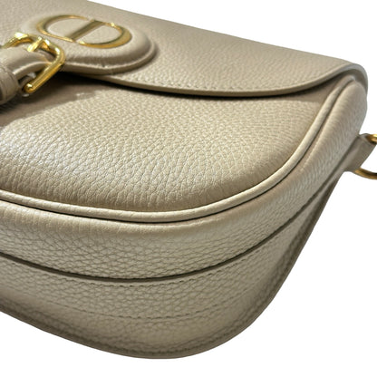 Used DIOR Calfskin Leather Bobby Cross Body Bag Beige GHW