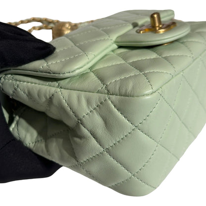 Brand New CHANEL Matelasse Quilted Mini Matelasse Mini Bag Light Green GHW