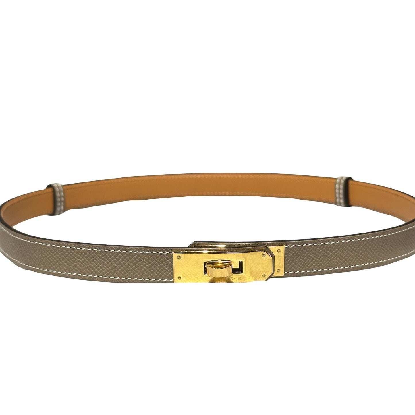 New HERMÈS KELLY BELT Belt Brown GHW