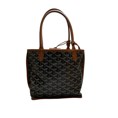 Used GOYARD Goyardine Canvas Artois Tote Bag Black Brown