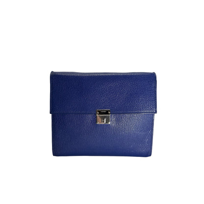 Used HERMES Chevre Clic 16 Crossbody Bag Blue，PHW