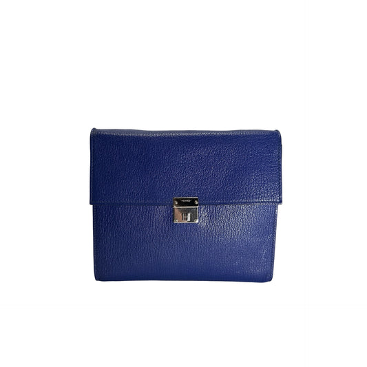 Used HERMES Chevre Clic 16 Crossbody Bag Blue，PHW