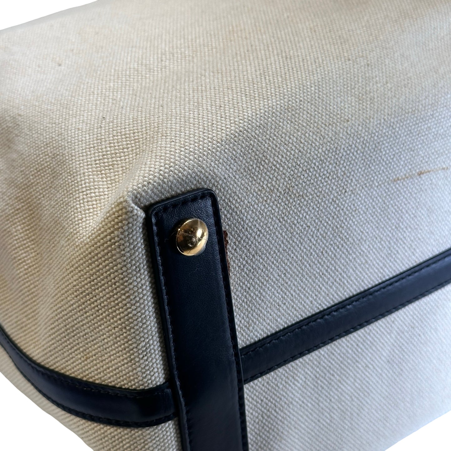 Used BURBERRY Canvas Tote Bag Tote Bag Beige Black