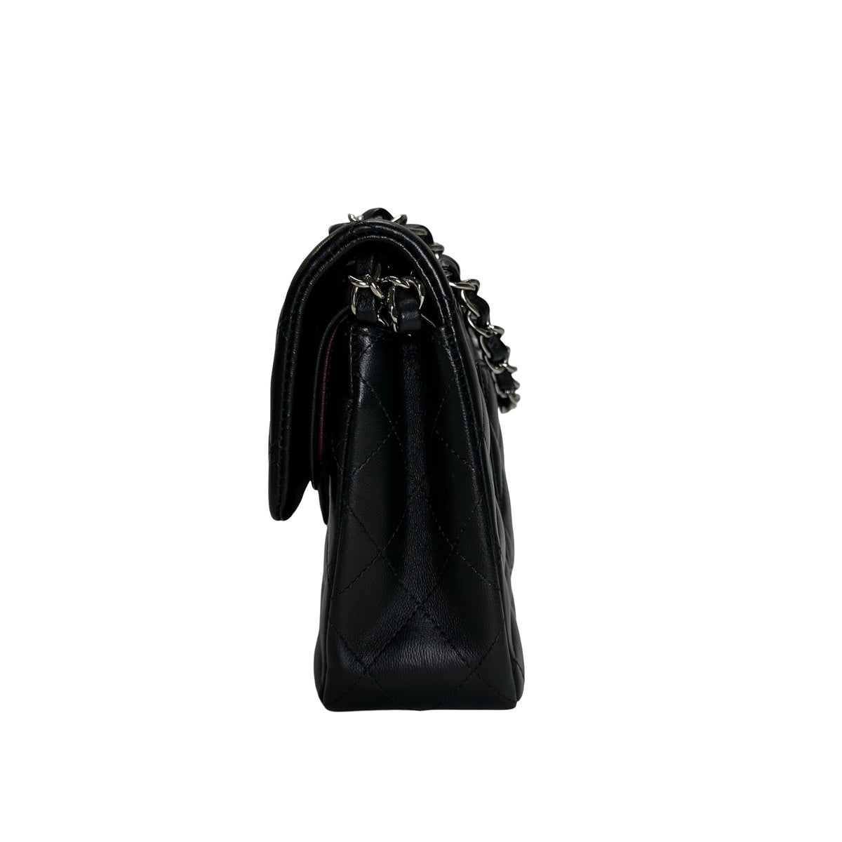 Used CHANEL Lambskin CF Crossbody Bag Black PHW