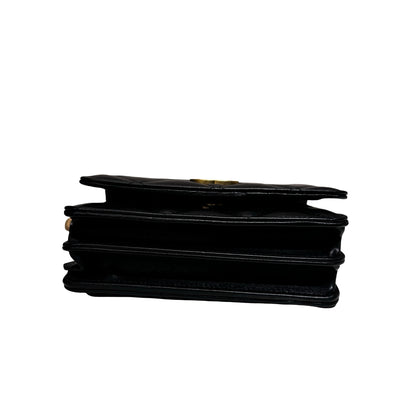 Used CHANEL Lambskin Leather Pending Clutch with Chain Shoulder Bag Black GHW