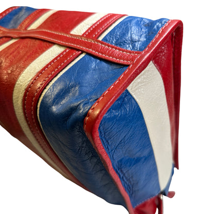 Used BALENCIAGA Leather Bazar Shopper Tote Bag Red White Blue