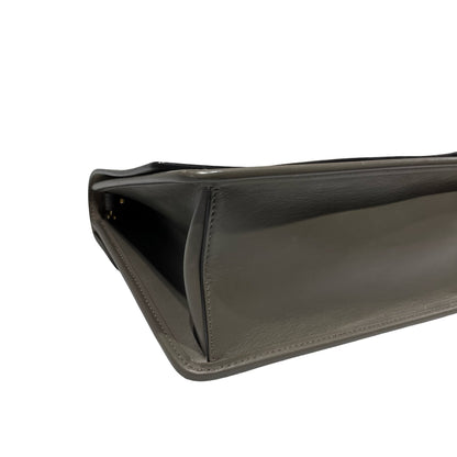 Used Fendi Calfskin Leather Kan I F Shoulder Bag Gray GHW