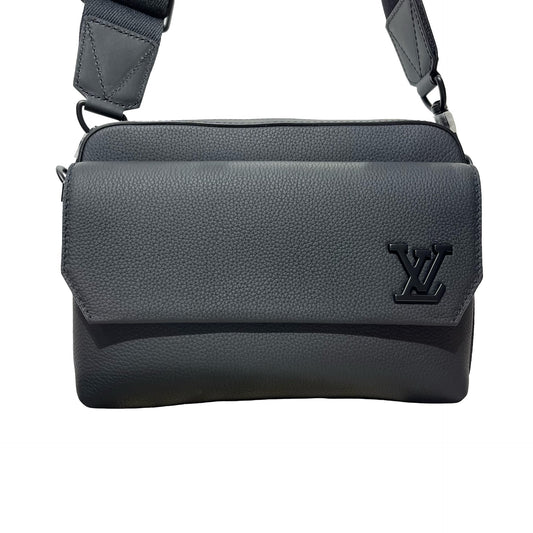 Unused LOUIS VUITTON Calfskin Leather Fastline Messenger Cross Body Bag Black