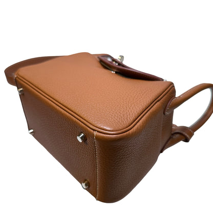 Used HERMÈS Clemence leather Taurillion Mini Lindy Shoulder Bag Gold (37) PHW