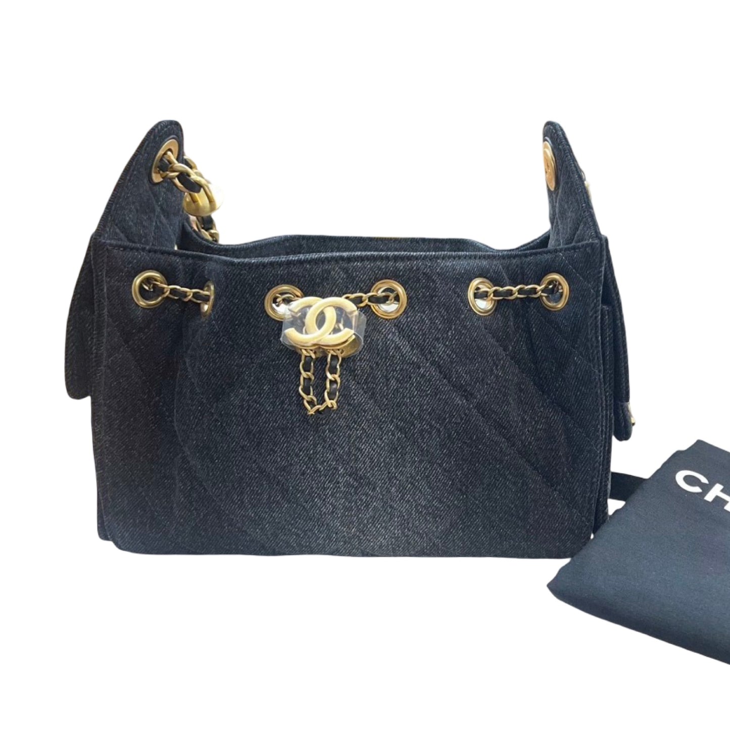 Used CHANEL Chain Shoulder Bag Dark Blue
