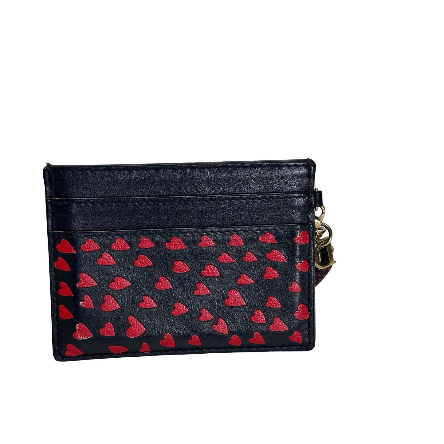 Used DIOR Leather Card Case Card case Black Red