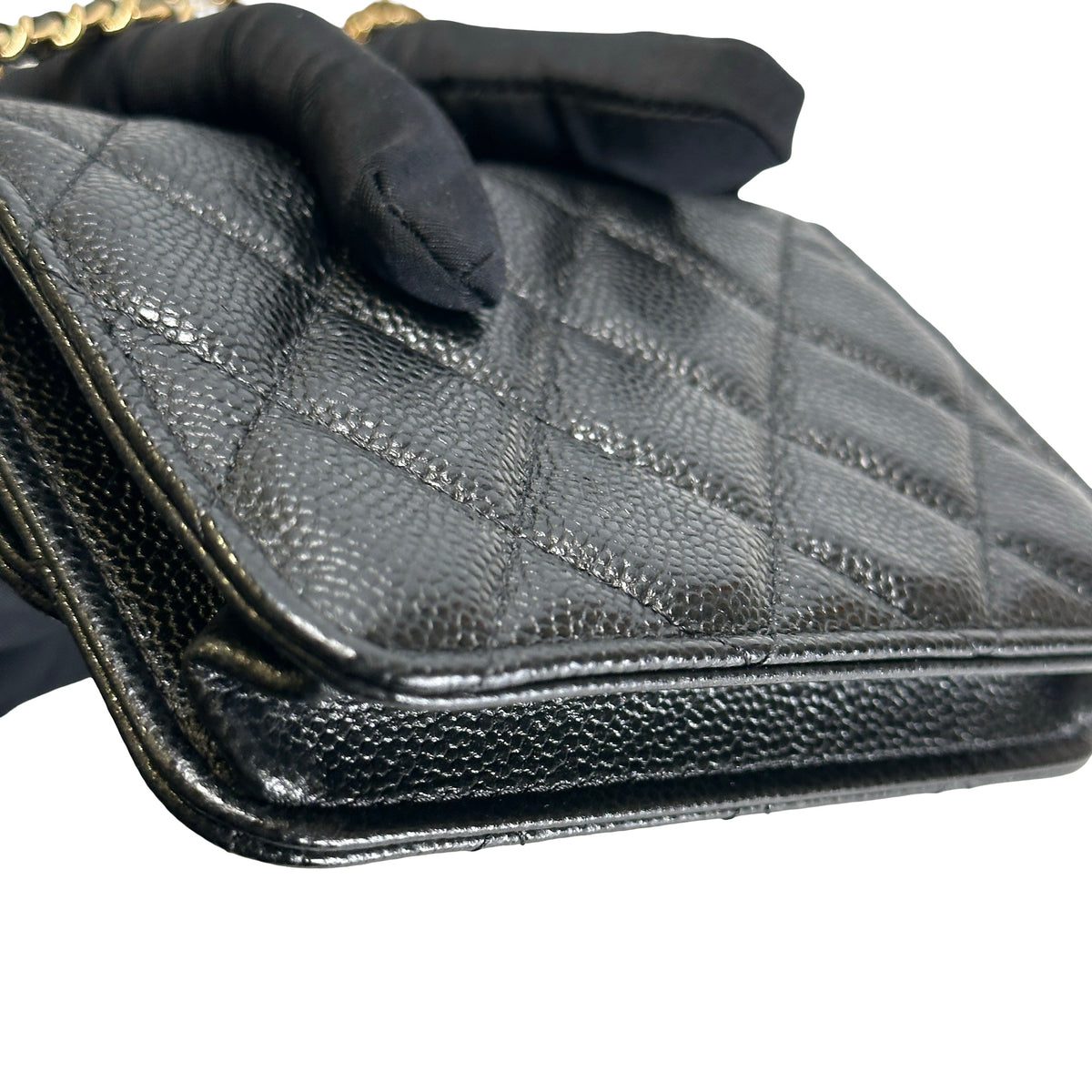 Used CHANEL Caviar Quilted Mini Flap Bag Chain Shoulder Bag Black Gold hardware