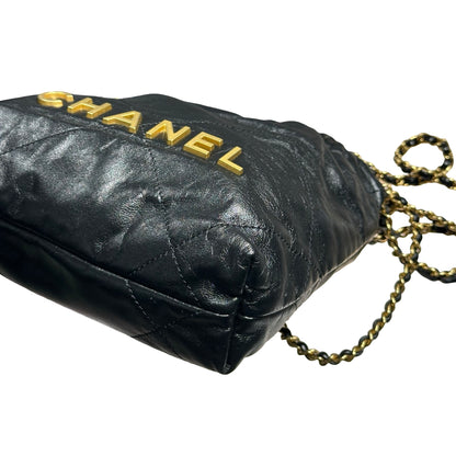 Used CHANEL 22 mini Shoulder Bag Black GHW