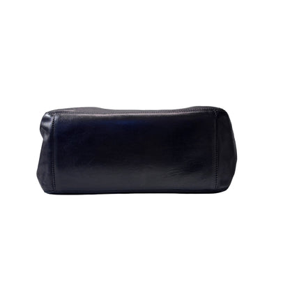 Used CHANEL Calfskin Leather Top Handle Village Shoulder Bag Black