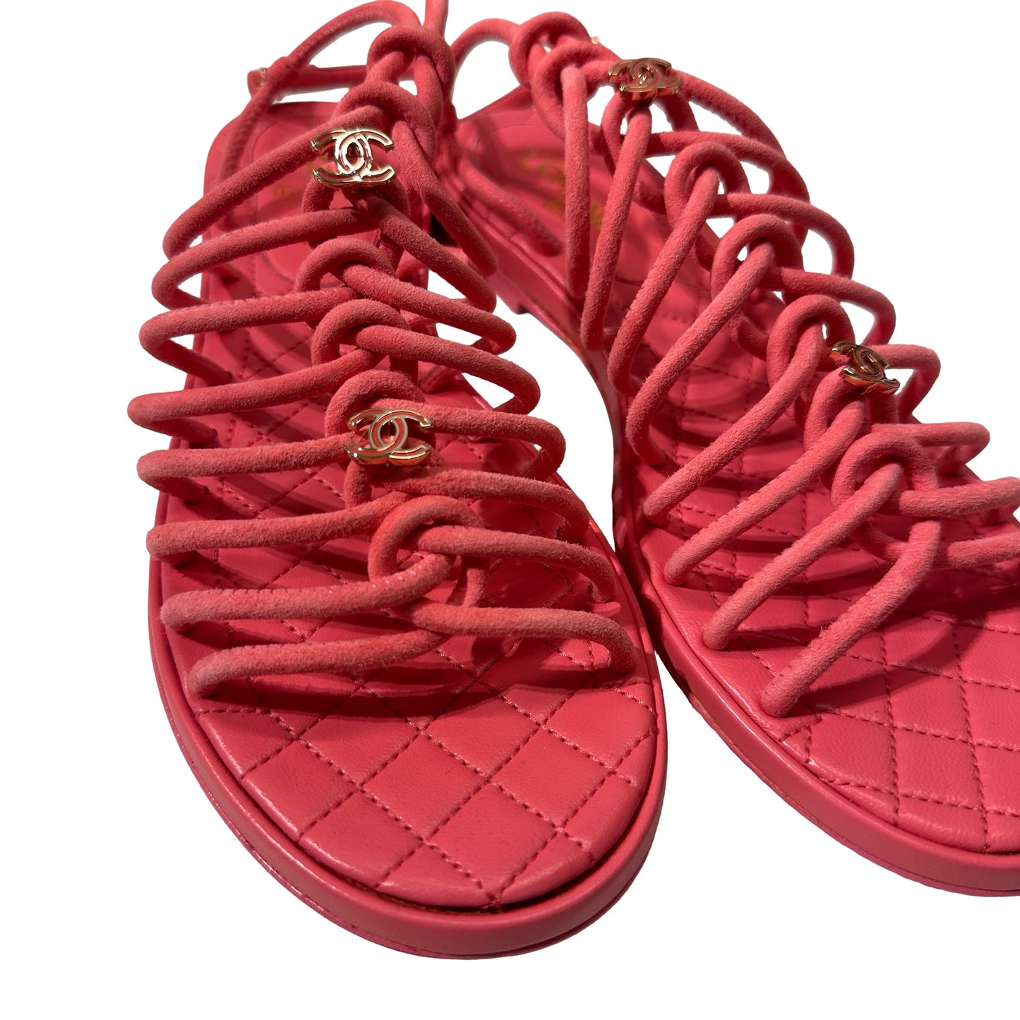 Used Chanel Sandals Sandals Pink GHW
