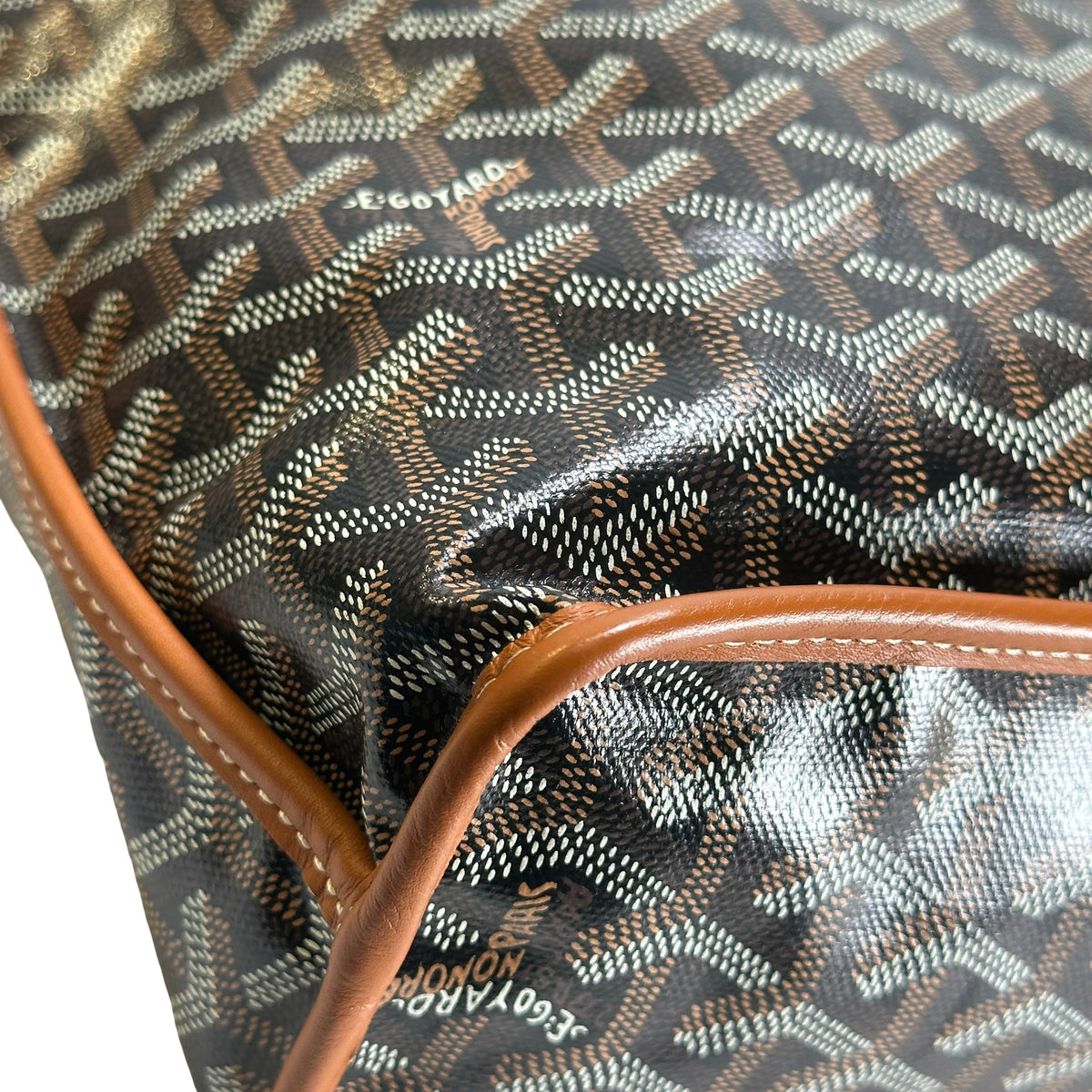 Used GOYARD Goyardine Canvas Artois Tote Bag Black Brown