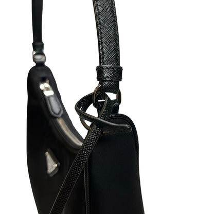 Used PRADA Re-Nylon Saffiano leather Re-Edition 2005 Shoulder Bag Black PHW