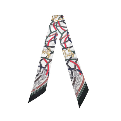 Used HERMES Silk Twilly Twilly Multicolor White