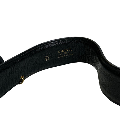 Used CHANEL Quilted Leather Quilted Belt Bag Belt bag Black Gold