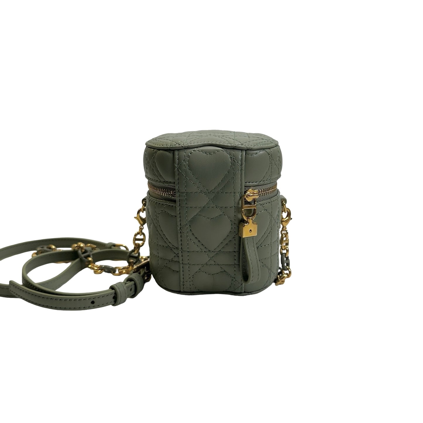 Used DIOR Cannage Dior Travel Vanity Case Vanity case Green GHW