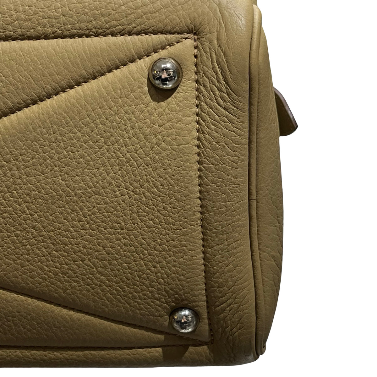 Used HERMES Leather Victoria Handbag Beige PHW