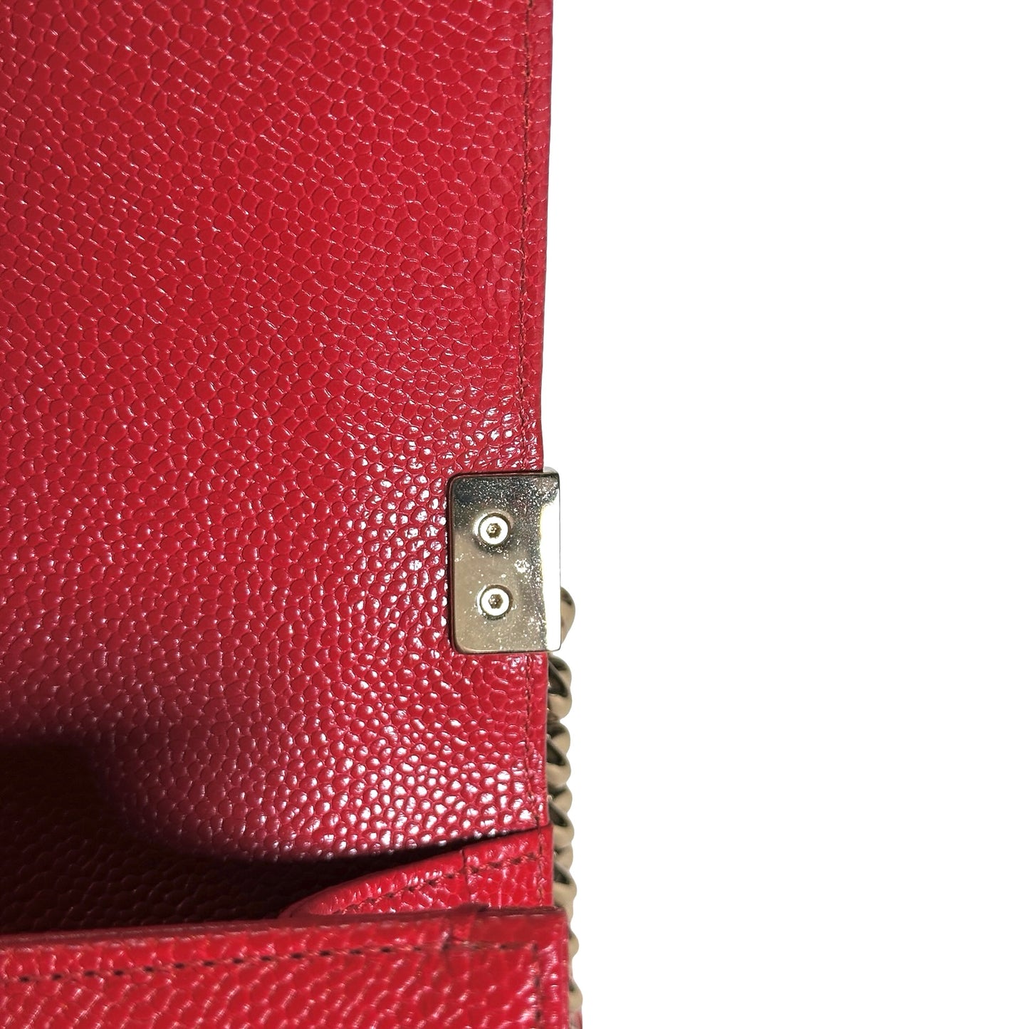 Used CHANEL Calfskin Boy Cross body bag Red GHW